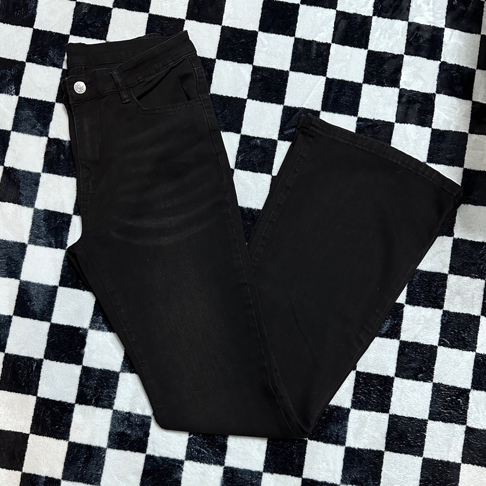 Black high rise boot cut jeans